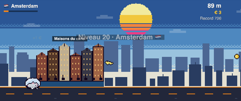 Maisons du canal en pixel art, Rat Race à Amsterdam