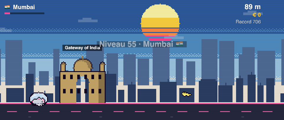 Gateway of India en pixel art, Rat Race à Mumbai