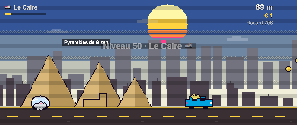 Pyramids of Giza in pixel art, Rat Race in Cairo