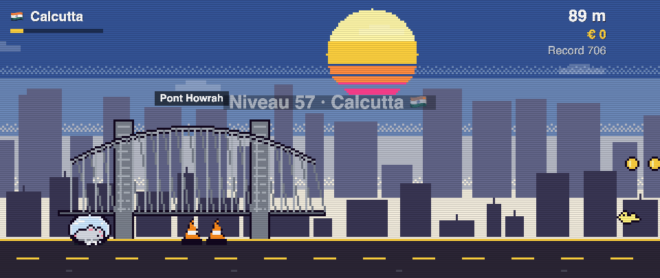 Pont Howrah en pixel art, Rat Race à Calcutta