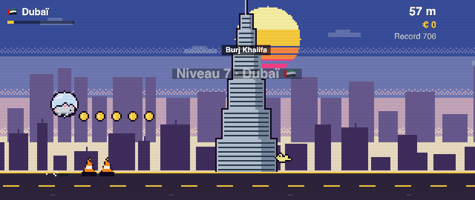 Burj Khalifa in pixel art, Rat Race in Dubai