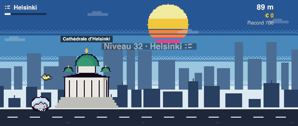 Helsinki Cathedral in pixel art, Rat Race in Helsinki