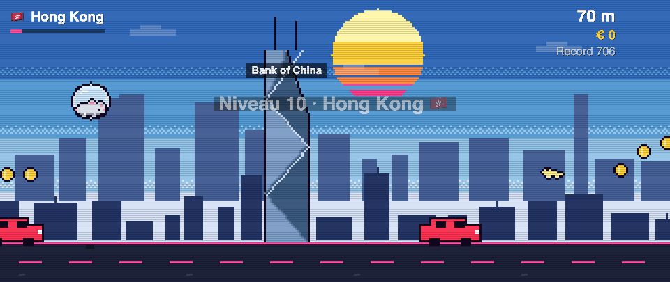 Bank of China en pixel art, Rat Race à Hong Kong