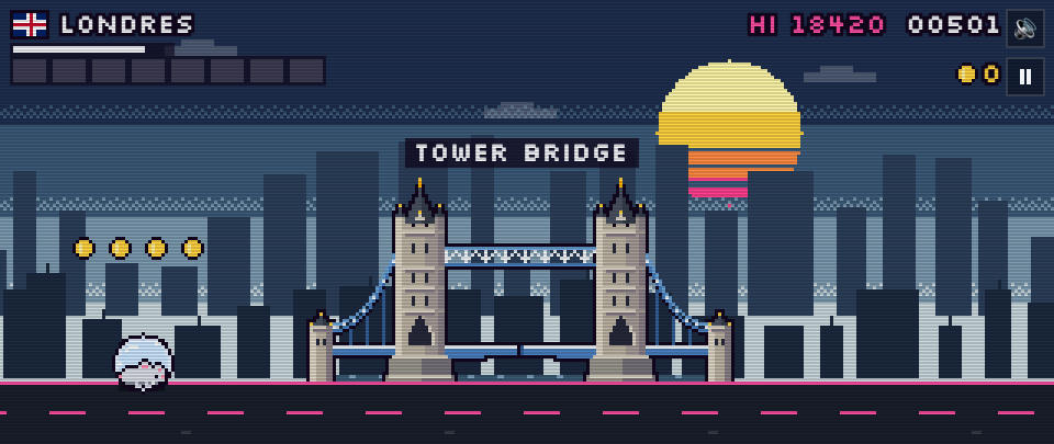Tower Bridge in pixel art, Rat Race in London