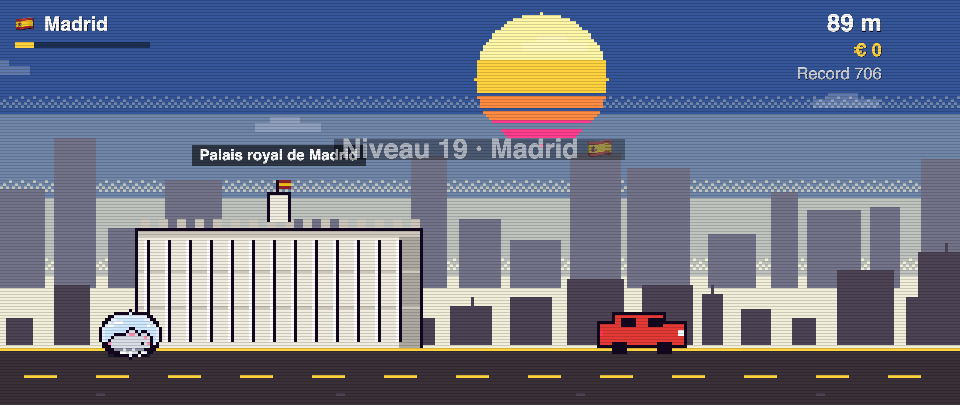 Palais royal de Madrid en pixel art, Rat Race à Madrid