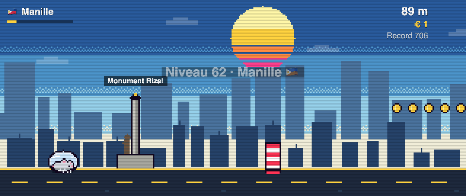 Monument Rizal en pixel art, Rat Race à Manille