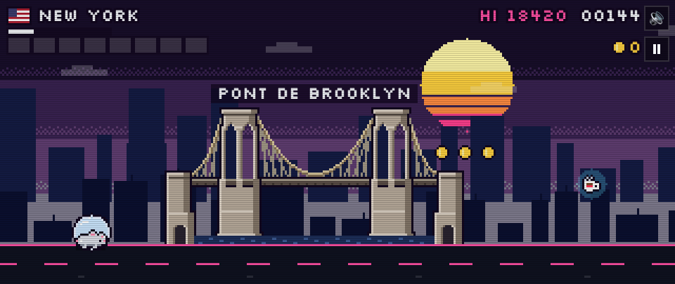 Pont de Brooklyn en pixel art, Rat Race à New York
