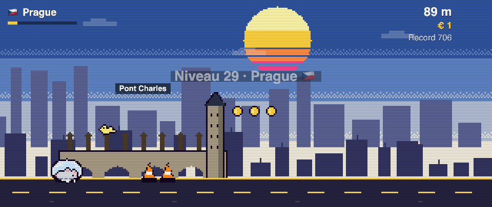 Pont Charles en pixel art, Rat Race à Prague