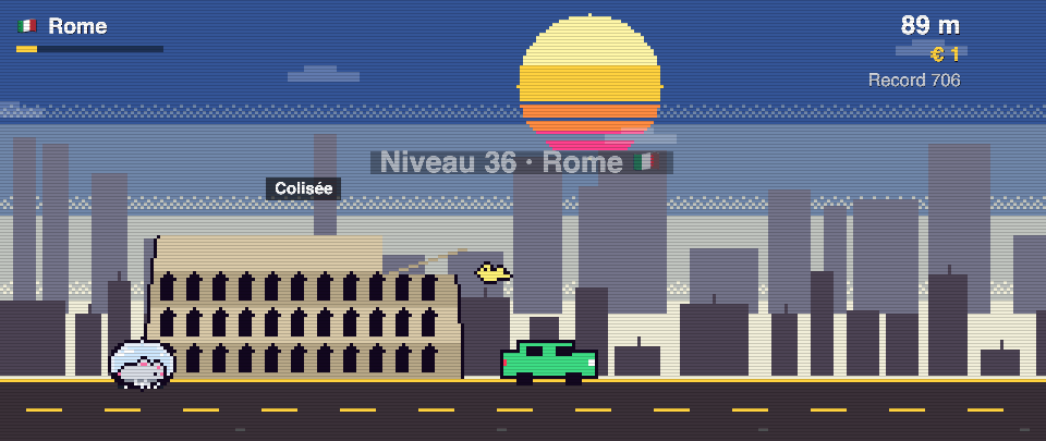 Colisée en pixel art, Rat Race à Rome