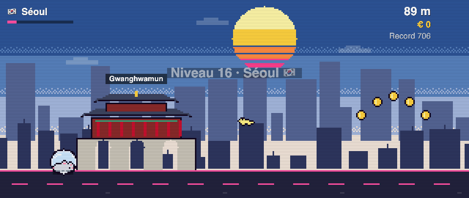 Gwanghwamun en pixel art, Rat Race à Séoul