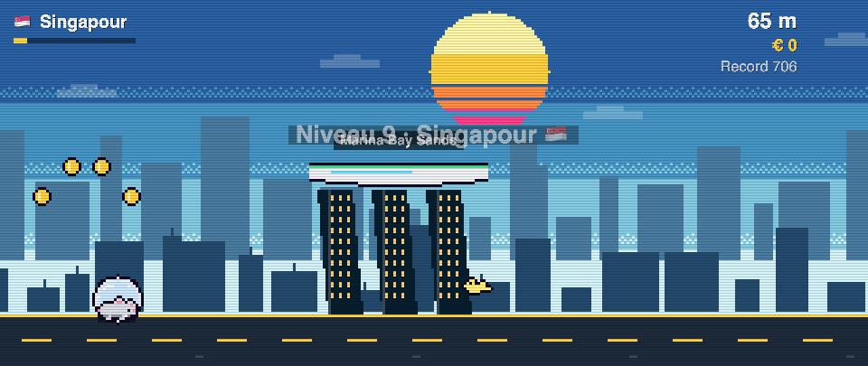 Marina Bay Sands en pixel art, Rat Race à Singapour