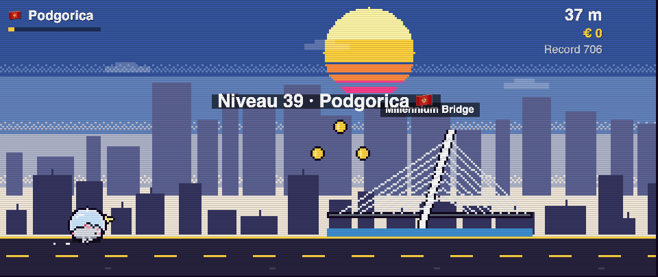 Millennium Bridge en pixel art, Rat Race à Podgorica