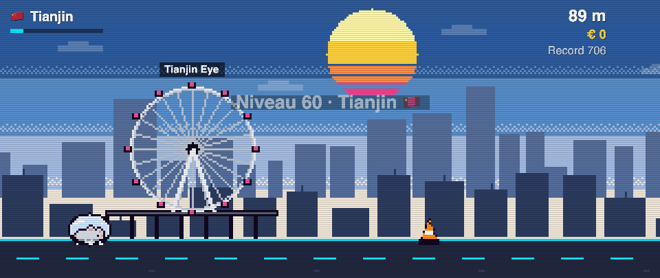 Tianjin Eye in pixel art, Rat Race in Tianjin