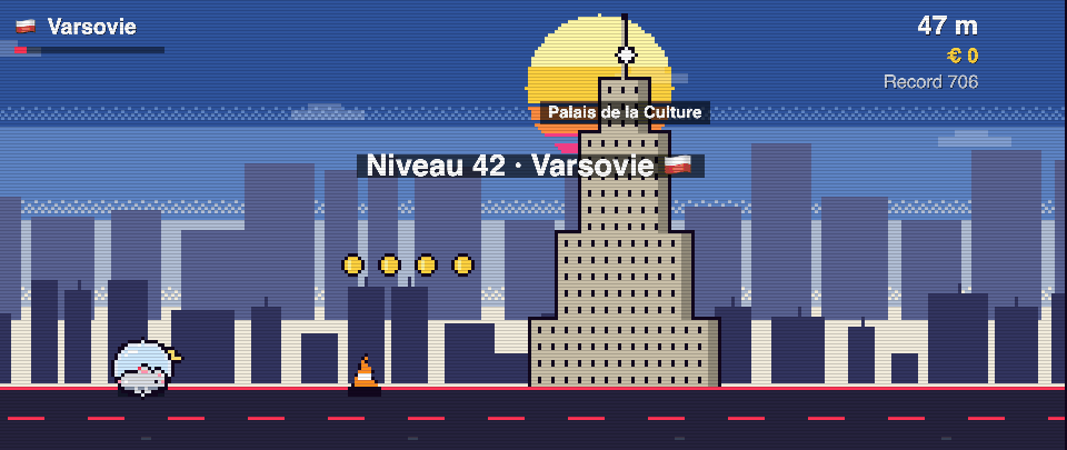Palais de la Culture en pixel art, Rat Race à Varsovie
